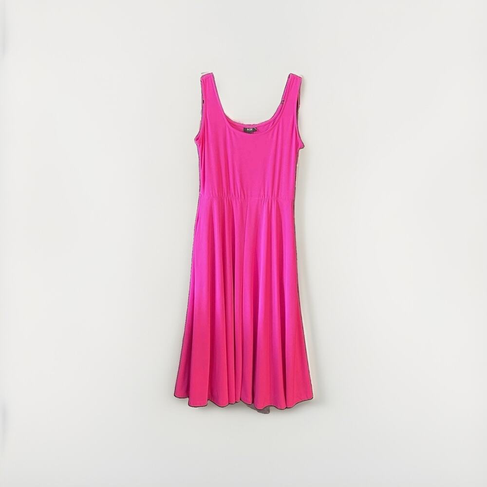 NWT MSK Fuchsia Solid Maxi Dress Scoop Neck Sleeveless Stretch Knit M